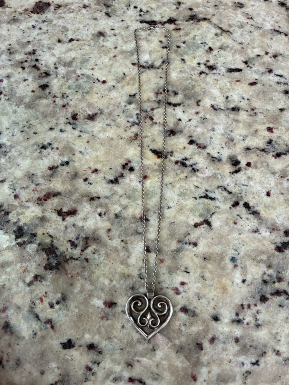James Avery Sterling Silver 925 Retired Large French Heart Pendant Necklace